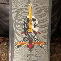 Powell Peralta Geegah Skull and Sword Skateboard Deck Silver - 9.75 X 30