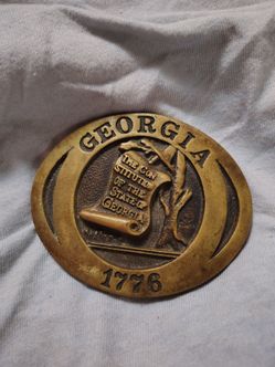 Georgia 1776 State Seal Brass Belt Buckle