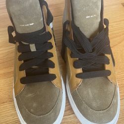 NWOB MEN'S COACH G1420 HI-TOP LEATHER/SUEDE SNEAKERS BROWN TAN Size 8