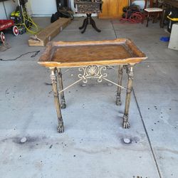 Antique Metal and Wood Table 