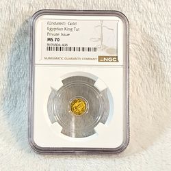 #632 Gold Egyptian King Tut MS70 gold coin