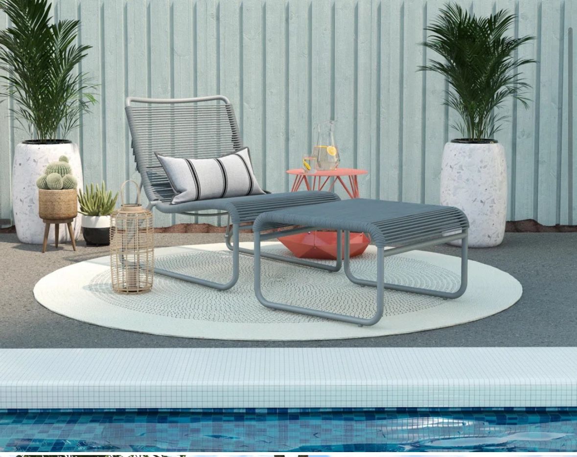 Set of 2 “DOREL” Lita Patio Chair and Ottoman