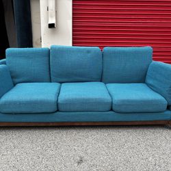 Modern Teal Sofa W/ Wood Base*FREE DELIVERY 🚚 