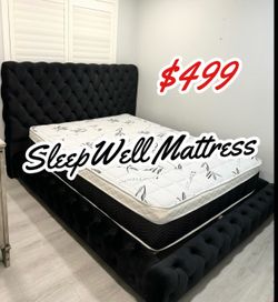 New Queen bed frame with matttress