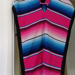 Pink Blue Poncho New Small