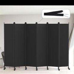 6 Panel Room Divider, 6FT Tall Rolling Privacy Screen with Lockable Wheels, Folding Wall Dividers Portable Room Divider for Room Separation, Included 