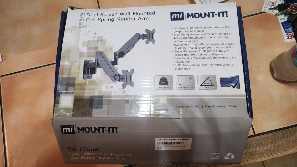 Mount It (Mi) Dual Gas Spring Screen Wall-Mount