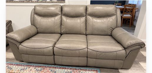3-Seat Leather Recliner Sofa Taupe