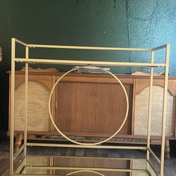 Rolling Bar Cart - Gold - Mirrored Shelves