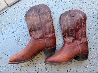 Tony Lama Western Cowboy Boots – Brown Pebble Grain Leather – Men’s Size 11½ – Cedar Shoe Trees Incl