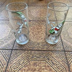 Vintage 1990s Fido Dido 7Up Set Of Two Glassware 