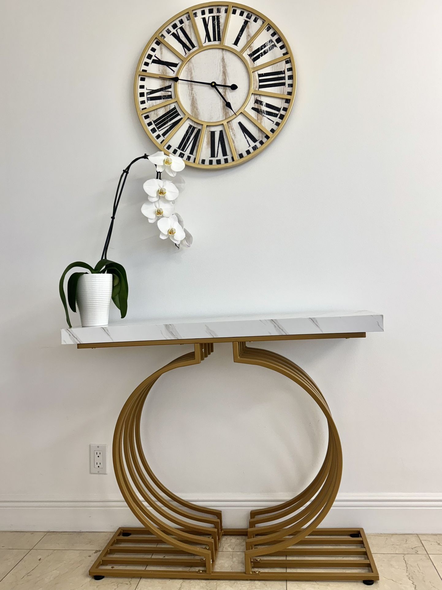 Modern Table + Golden Clock