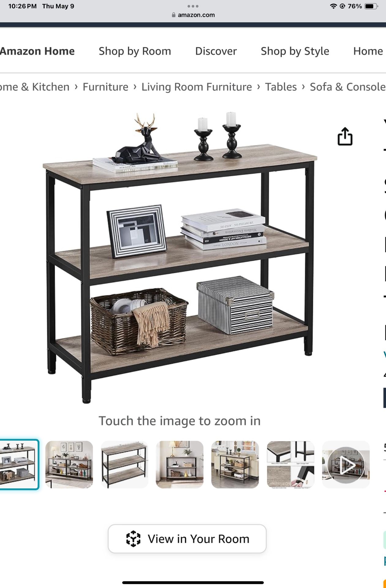 New Gray 3 Tier Console Table