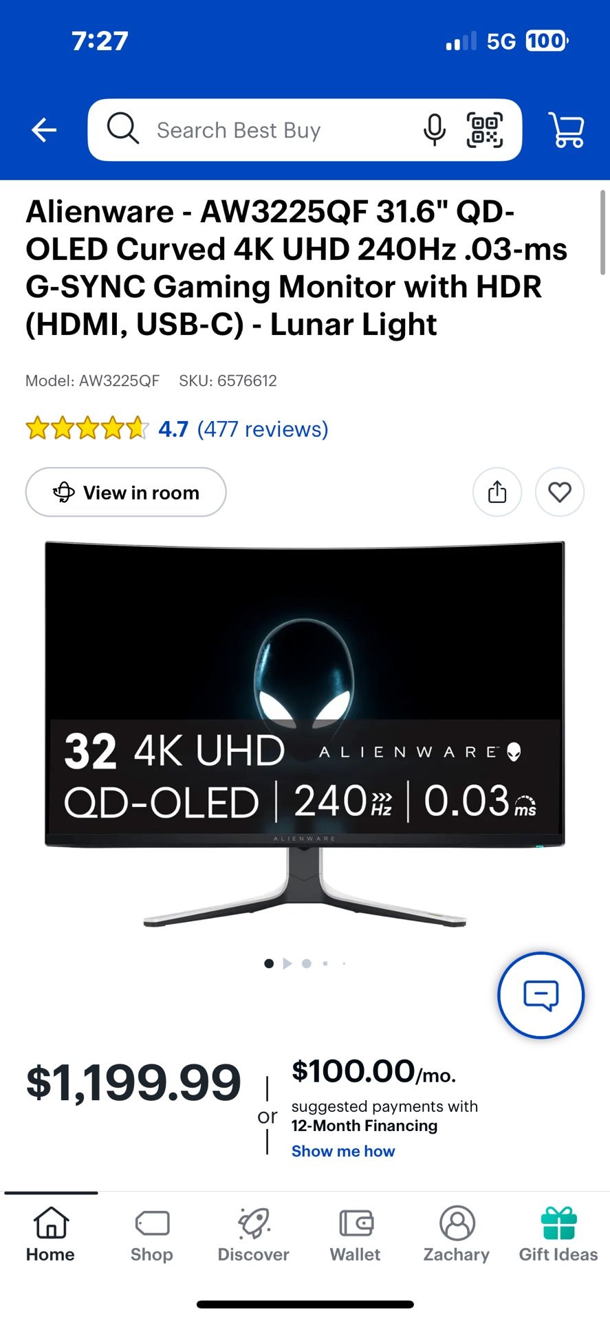 Alienware AW3225QF - 32” 4K 240hz QD-OLED Monitor