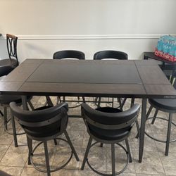 Bar Table And 6 Stool Chair 