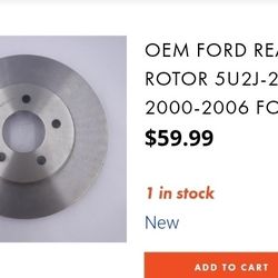 OEM Ford Rear Brake Rotor 5U2J-2C502-BA Fits 2000-2006 Ford Escape