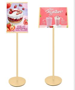 Floor Sign Holder Stand 11.8x16.5 inch with Heavy Duty Base Golden, A3