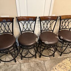 Set of 4 Swivel Bar Stools, Metal Bistro Counter Chairs (Abbyson Living)