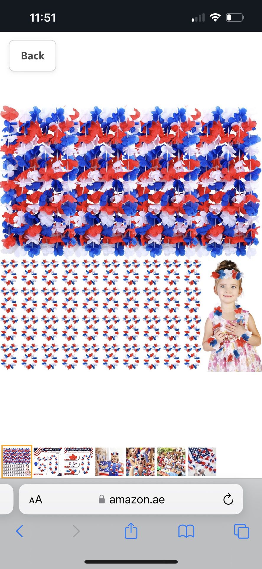 400 Pcs Patriotic Flower Leis Independence Day Leis Red White and Blue Leis 4th of July Party