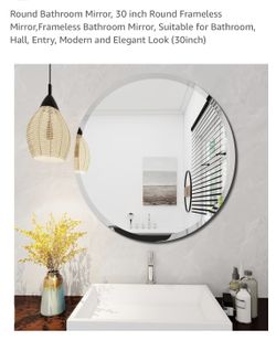 Round Bathroom Mirror, 30 inch Round Frameless
