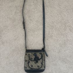 Authentic Dooney & Bourke DB Monogram Crossbody Bag –Brown/Black –Vintage Style