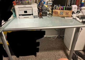 frosted glass desk/ table  silver