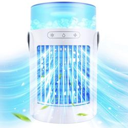 Portable Air Conditioners Fan- Portable AC Small Personal Air Cooler,Quiet Mini Mobile 1400ml Misting Cooling Fan 2/4H Timer 3 Speeds,Desk Air C