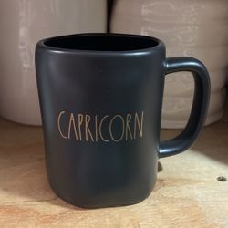 Rae Dunn “CAPRICORN” Black Mug With Gold Lettering - Double Sided