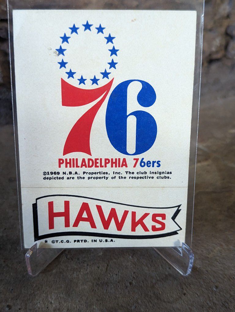 Super Rare Mint Condition 1969 76ers / Hawks Perforated Uncut Promo Card
