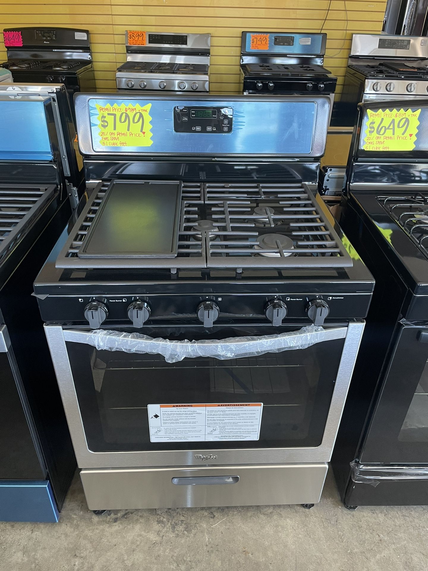 New Whirlpool 5 Burner Gas Stove 30” Wide 