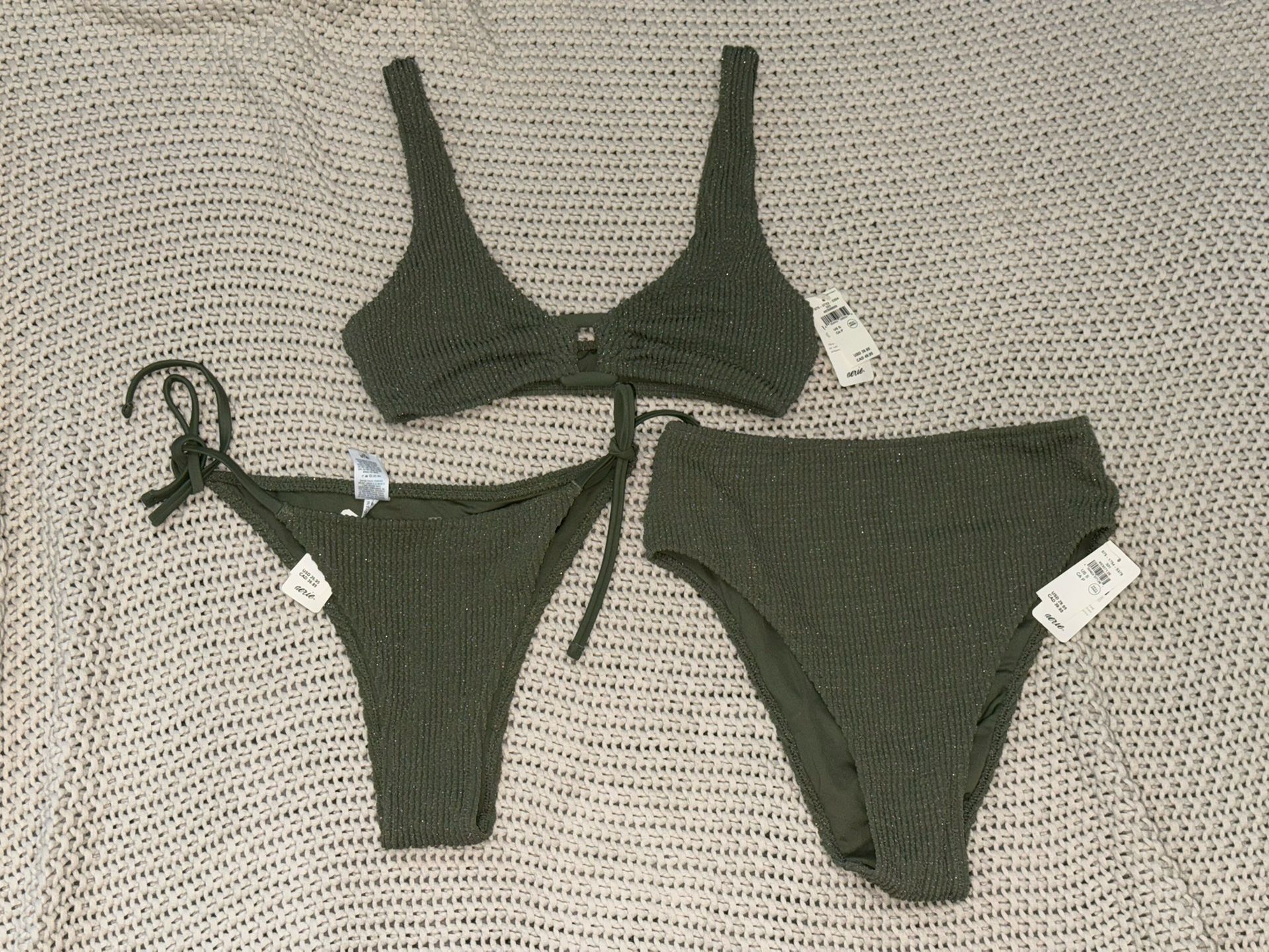 NWT Aerie Olive Green Bikini Size Small