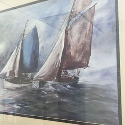 Large Framed Sailboat Print 39.5 X 31.5