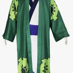 🆕Roronoa Adult Cosplay, Green Roronoa Black Full Outfits Kimono Costume Halloween Unisex SIZE: L• 🆕✅Retails $59.99