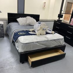 New Queen Bed Frame Dresser Mirror And 1 Nightstand No Mattress 