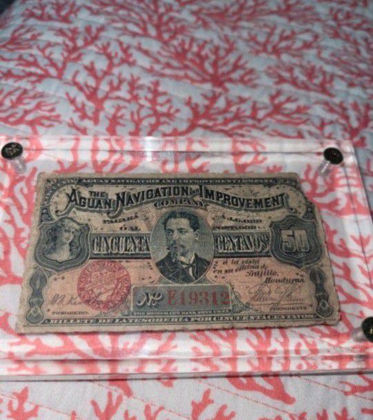 1886 HONDURAS 🇭🇳  BANK NOTE  IAM LOCATED BY DOWNTOWN MIAMI 