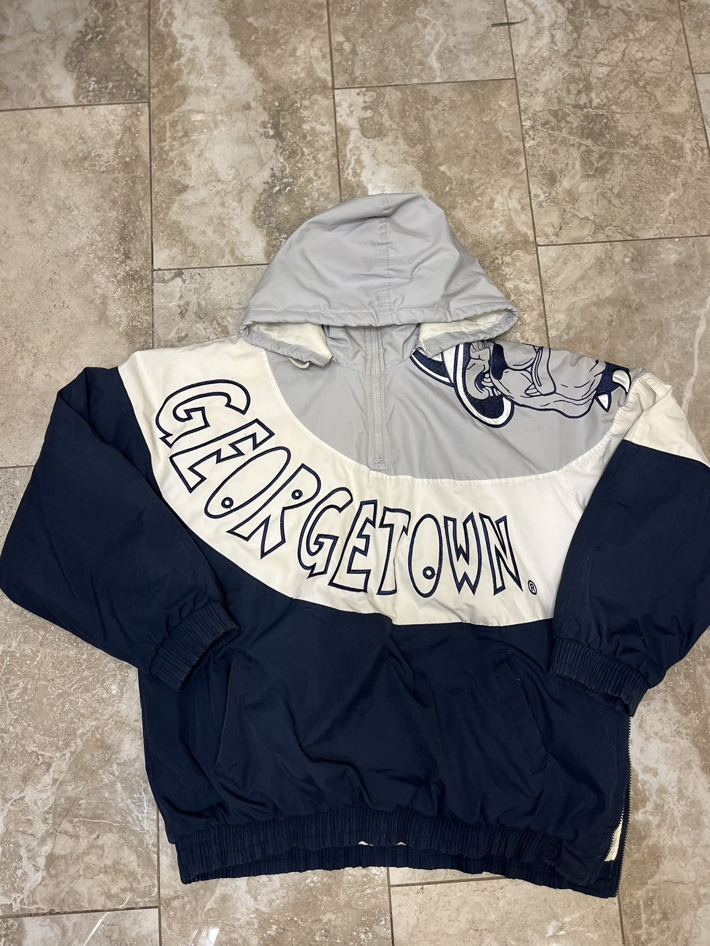 Vintage Match 1 Georgetown Hoyas Wind Jacket 1/2 Zip Size XL
