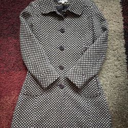 American Rag dress coat size XS brown honeycomb pattern, pink and lime