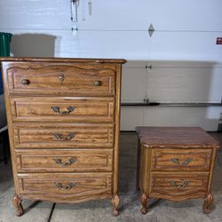 Vintage Wooden Dresser & Nightstand Set – Solid & Sturdy, Classic Style