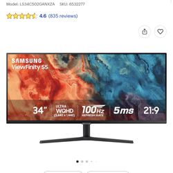 Samsung Viewfinity S5 34” Ultra wide Monitor