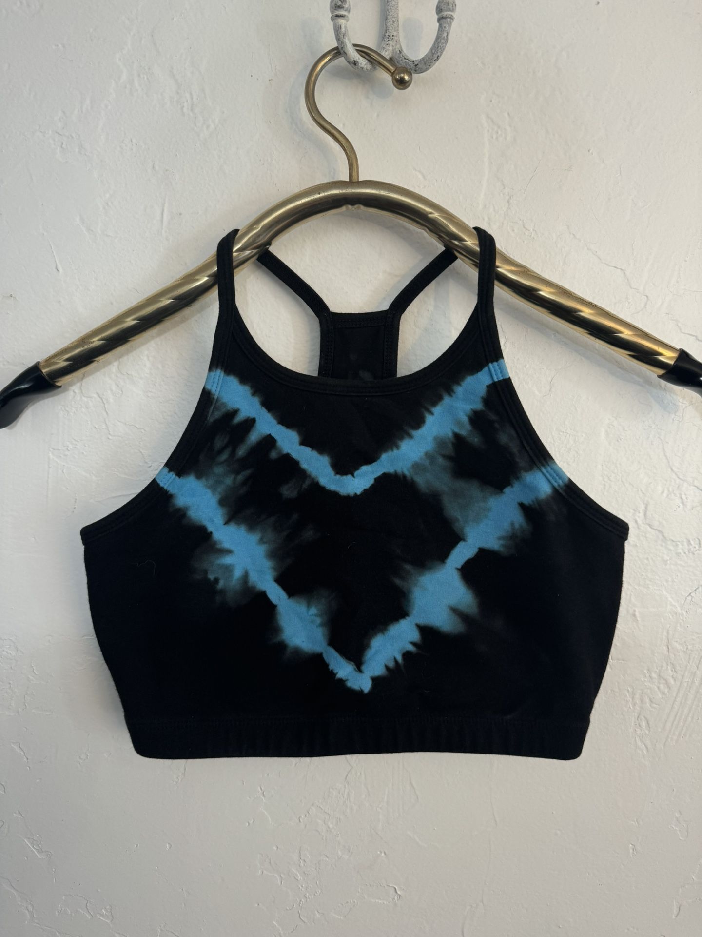 ELECTRIC & ROSE BLACK COBALT BLUE SPORTS BRA HALTER TANK CROP TOP SMALL EUC