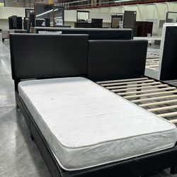 Twin Size Expresso Plain Platform W Ortho Mattress 
