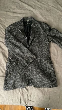 Men’s Versace Long Sports Coat Grey/Black Size 50