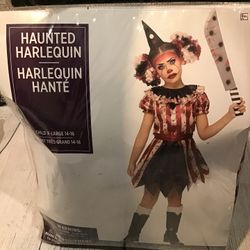 Haunted Harlequin Child Costume Size XL (14-16) -NEW