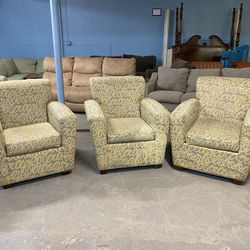Nice Set of 3 Patterned Armchairs (delivery available, see details)