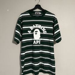 a bathing ape shirt striped green size XL