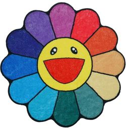 Custom 2ft Murakami Style Rainbow Flower Tufted Rug (Hypebeast Decor)