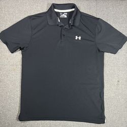 Under Armour Polo Shirt Mens Size M Black Loose Heatgear  