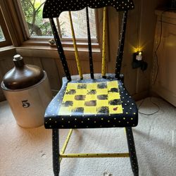 Hand Painted Decorative Wooden Chair 