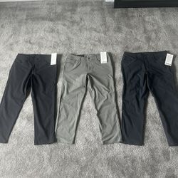 3 Lululemon Classic-Fit Pants (Size: 34x28) 
