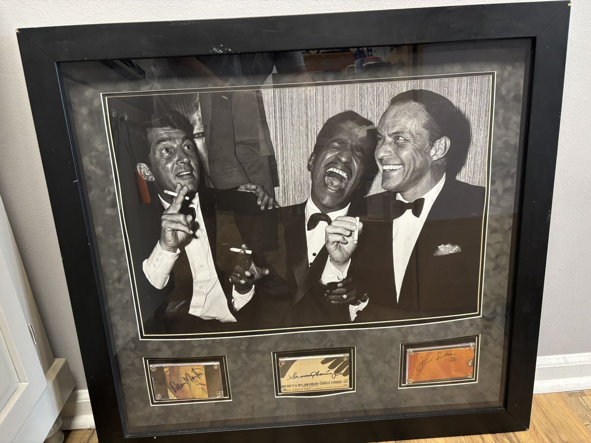 Framed Rat Pack Black & White Poster With Signature Cards 